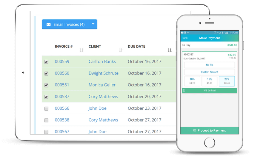 Dashboard and Mobile App Invoicing