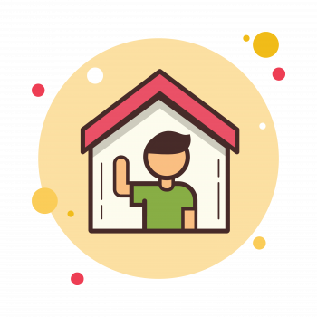 Person and house icon for staff management